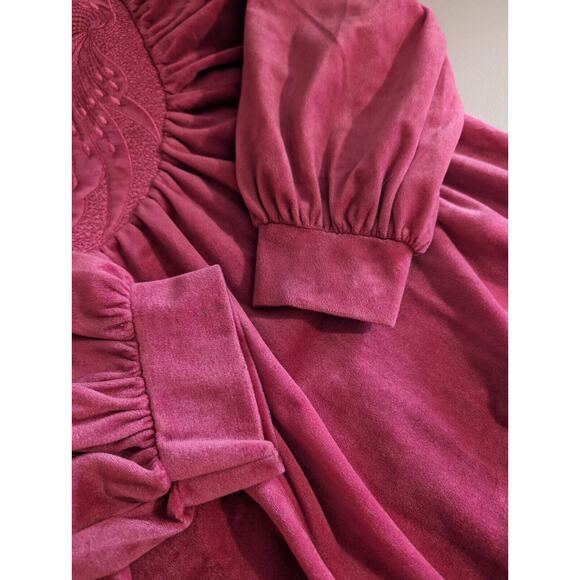 Vintage Velour Velvet Feel House Coat Robe 1/2 Zip Pullover L Gilligan O’Malley - Picture 3 of 4
